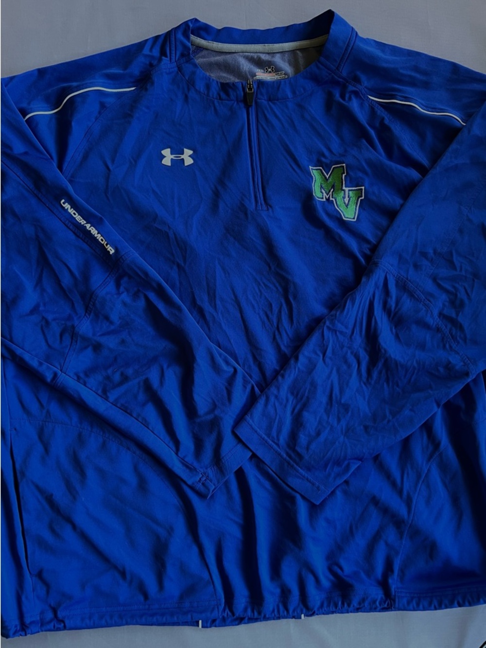 Under Armour Royal Blue Quarter-Zip Pullover with Green MV Patch